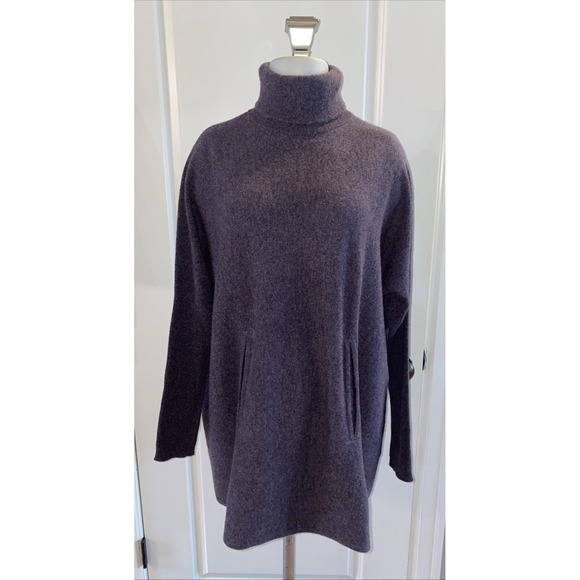 Garnet Hill Oversized Turtleneck Tunic Sweater Size S Wool Cashmere Lilac Purple - Picture 1 of 9